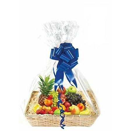 cellophane wrap clear baskets gift 30in pull bow bag livingbasics