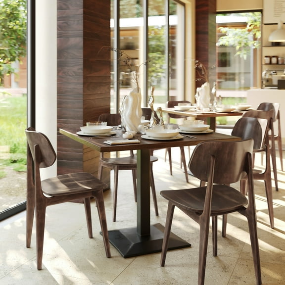 BizChair Commercial Grade Solid Wood Dining Chair with Curved Oval Backrest in Antique Copper