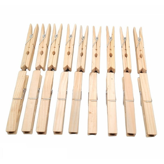 Handy Housewares 18-Piece Large 3.75" Long Wooden Clothespins, Great Wood Spring Clips for Everyday Clothes Hanging, Laundry, Towels, Crafts