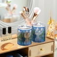 thumbnail image 3 of Yayeee 4 Pack Qtip Holder Bathroom Cotton Swab Canister with Lid Clear Dispenser Set, Blue Sky and River, 3 of 6