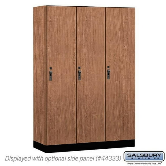 Salsbury Industries 18-41368RO 18 in. Wide Premier Wood Locker - Single Tier - 3 Wide - 6 ft. High - 18 in. Deep - Red Oak - Hasp