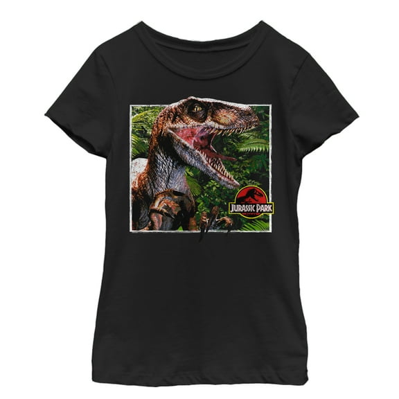 Girl's Jurassic Park Velociraptor Is Hunting You From The Jungle  Graphic Tee Black Small
