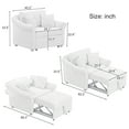thumbnail image 4 of Euroco Chenille Convertible Sleeper Chair with Adjustable Backrest, 3 IN 1 Lounger Chair Turns Into Bed, Single Bed for Living Room, Beige, 4 of 9
