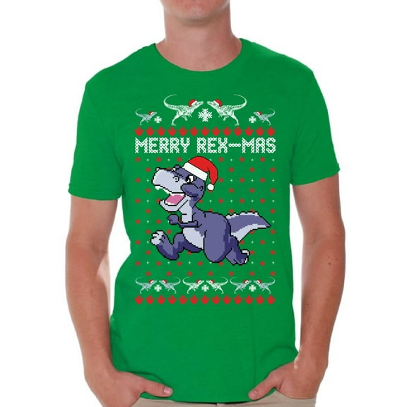 Awkward Styles Merry Rex-Mas Tshirt for Men Rexmas Men's Shirt Funny Christmas Shirts Christmas Dinosaur T-Shirt Dinosaur Christmas T Shirt Men's Dinosaur Tshirt for Christmas Xmas Party Gifts