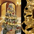 thumbnail image 2 of Cadena de luces navideñas con cintas, adornos navideños, accesorios para árboles de Navidad, colgante decorativo, cinta dorada de doble capa, 2 of 6