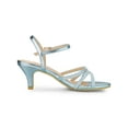 thumbnail image 3 of BLISSFUL STEP Women's Shoes Rhinestone Ankle Strap Kitten Heel Open Toe PU Buckle Sandals  Lake Blue 7, 3 of 7