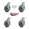 thumbnail image 2 of 8 Inch Thermoplastic Rubber Caster Set with Roller Bearing 4 Brake 2 Swivel Lock, 2 of 2