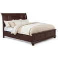 thumbnail image 2 of Rich Cherry Finish Storage King Curve Platform Bed 5pc Set Solid Wood Bedroom Furniture, 2 of 6