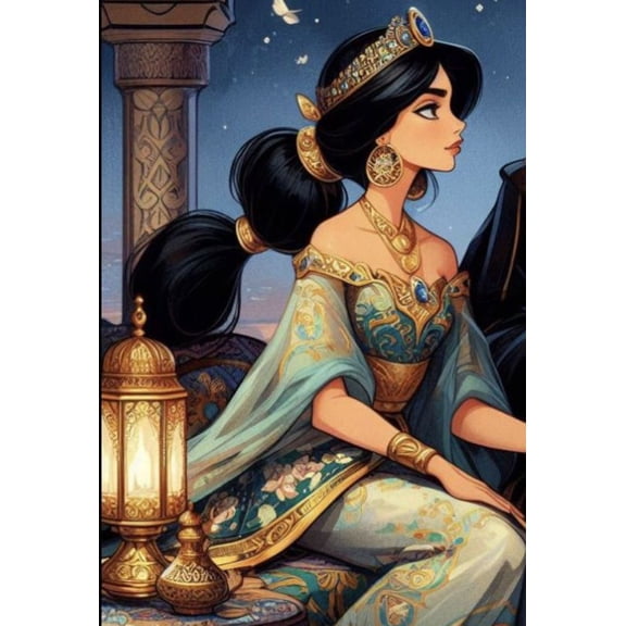 5D Diamond Painting Kits for Adults - Jasmine Diamond Art Kits for Adults Kids Beginner,DIY Aladdin Full Drill Diamond Dots Rhinestone Diamond Arts Kits for Home Wall Decor Gifts 12x16inch