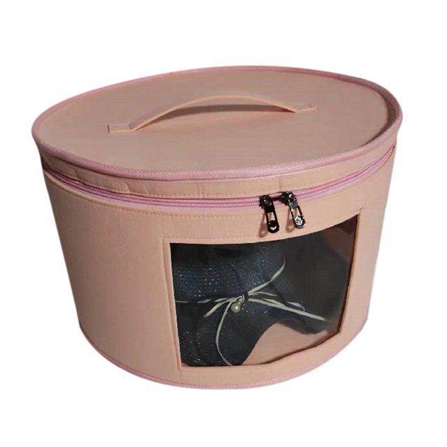 Caja organizadora para sombreros, cajas redondas para sombreros de viaje, bolsa de almacenamiento plegable para sombreros con tapa a prueba de polvo, almacenamiento grande para sombreros