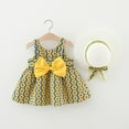 thumbnail image 2 of Gelikeya Beach Vacation Dress for Baby Girl 12-24 Months Cute Bowknot Design Summer Princess Dress Floral Prints Sleeveless Casual Dress with Hat(Toddlers, Z13-Yellow, 18-24 Months), 2 of 6