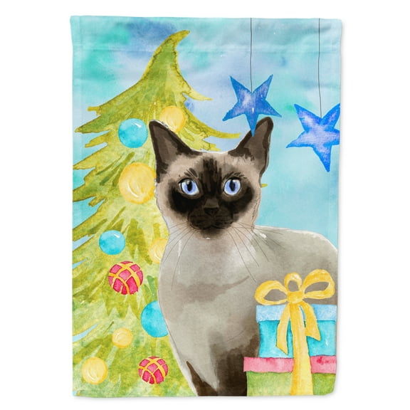 Carolines Treasures CK3129CHF Siamese Christmas Presents Flag Canvas House Size  Large multicolor