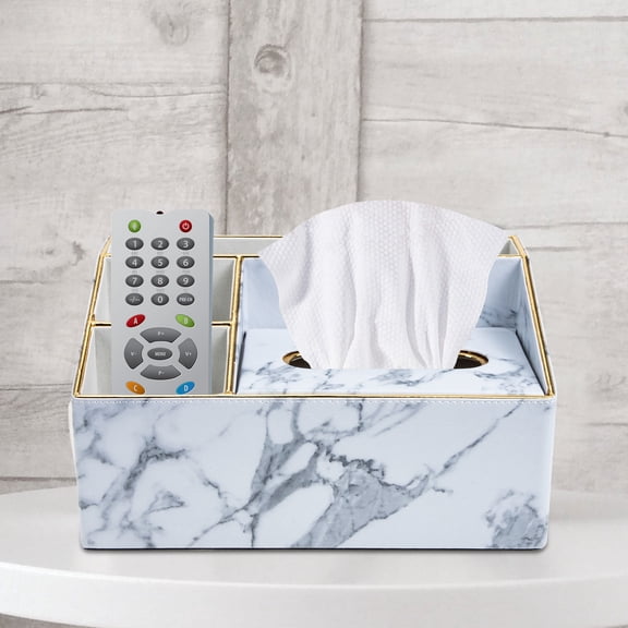 HOMEMAXS  Remote Controller Holder Marble Storage Box Capacity Napkin
