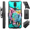 thumbnail image 1 of Compatible with Cricket Icon 3 | Cricket Splendor | AT&T Motivate 2 | AT&T Motivate 3; Hybrid Luxguard Holster Phone Case Cover (Teal Elephant), 1 of 1