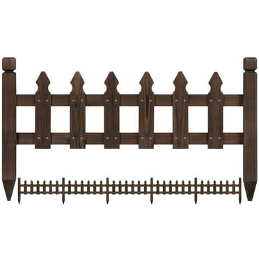 Topeakmart 11.5'' H x 35.5'' W Wood Garden Fence Pricket Fencing Border Set of 5, Natural Wood