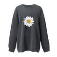 thumbnail image 5 of WREESH Women's Loose Fit Oversized Sweatshirt Fashion Daisy Flower Graphic Crewneck Long Sleeve Pullover Top Dark Gray, 5 of 5