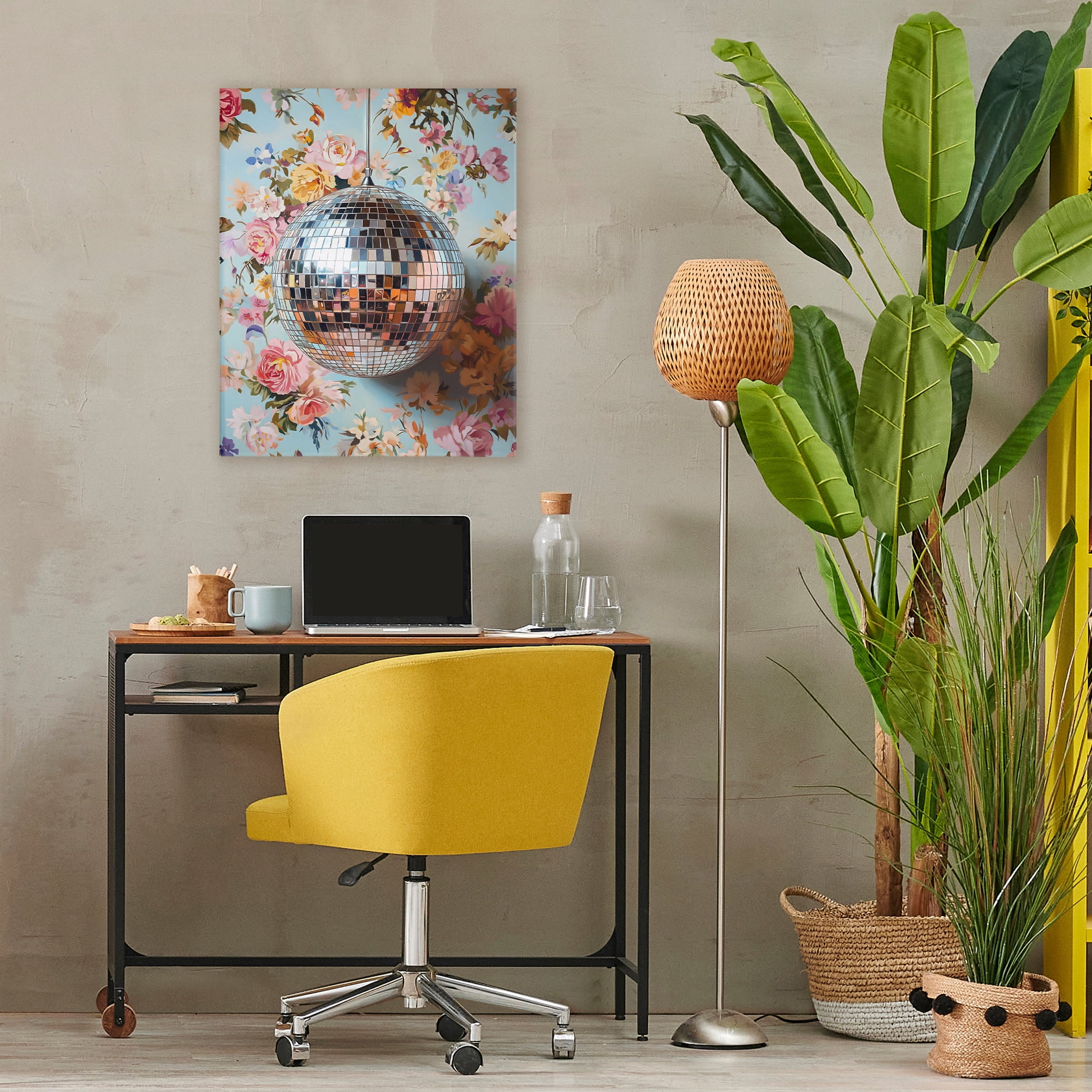 Stupell Industries Floral Disco Ball Reflection Canvas Wall Art, design by LSR Design Studio