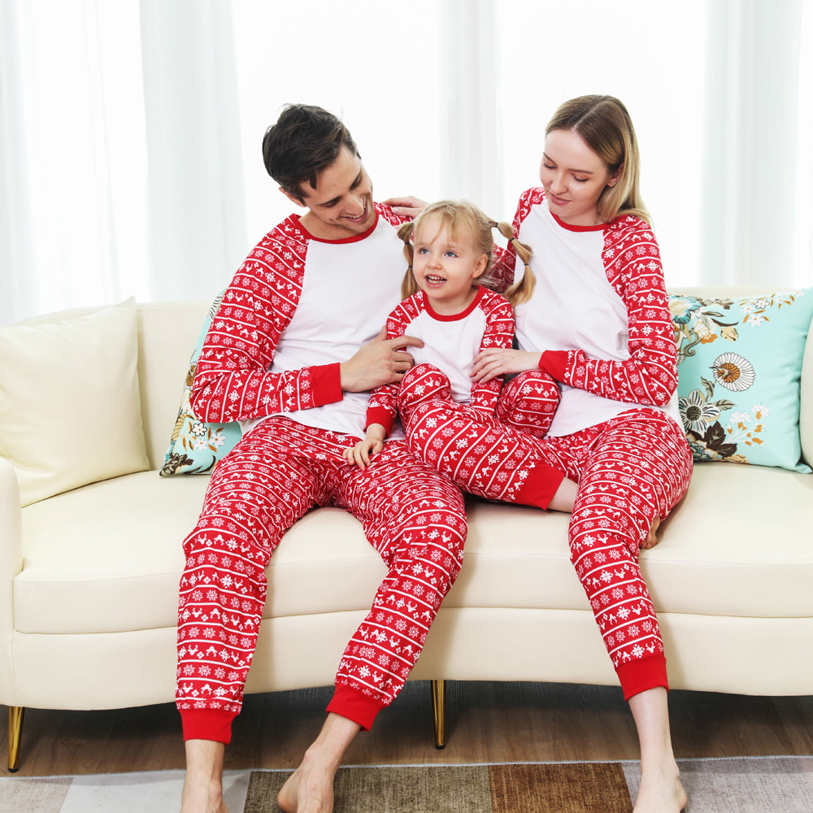 Christmas Pjs Family Matching Sleepwear Knit Holiday Mix Match Pajamas PJs Collection Tops and Long Pants Sleepwear Outfits 