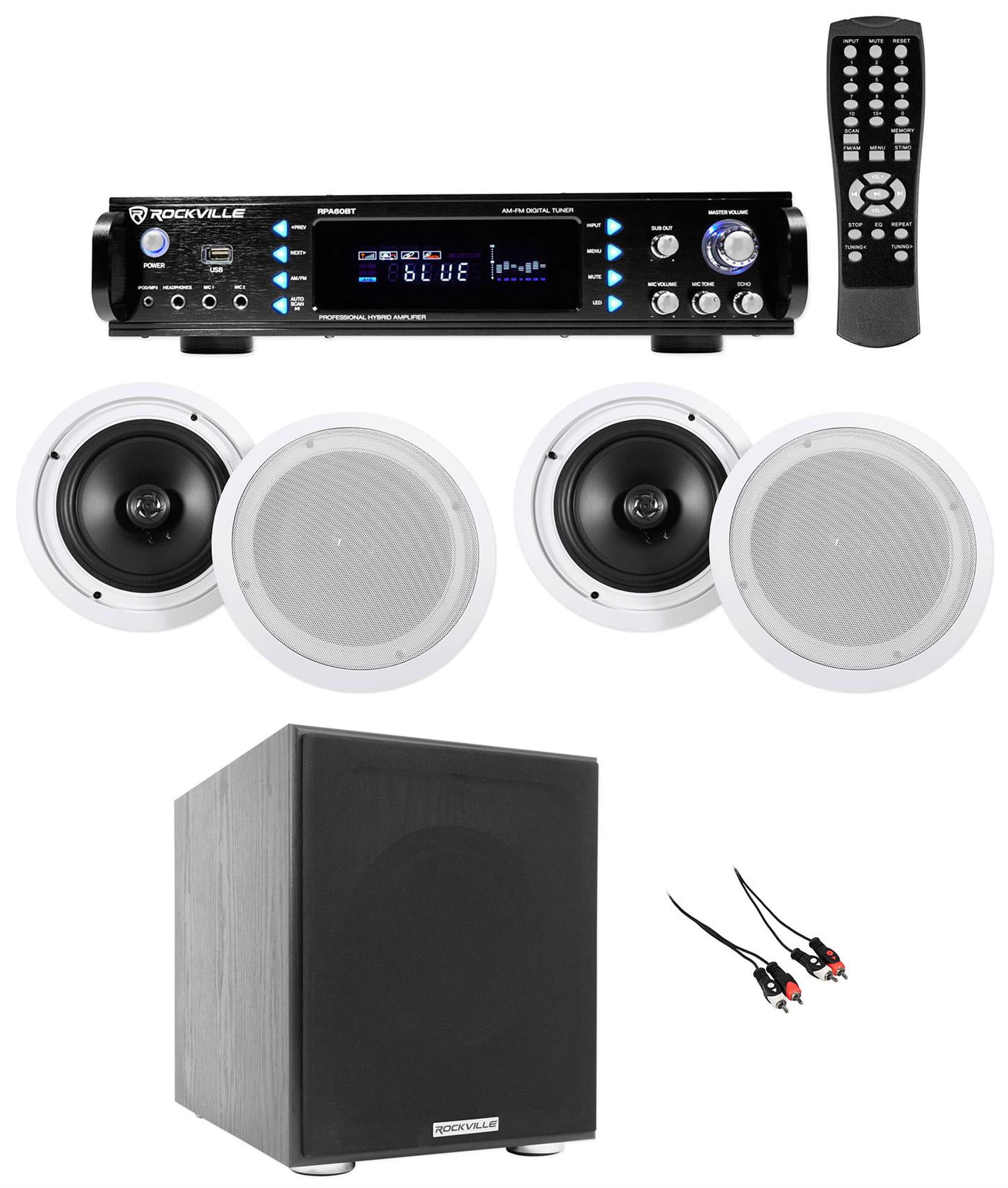 (4) Ceiling Speaker System+Bluetooth Amp/Receiver+Subwoofer 4 Restaurant/Office