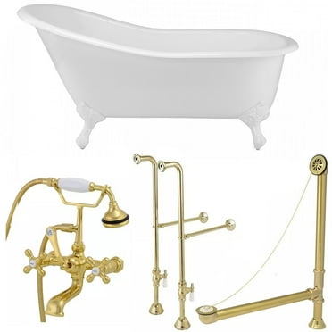 Vintage Tub & Bath Charlotte 60 Inch Cast Iron Slipper Clawfoot Tub Package