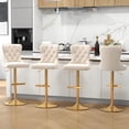 thumbnail image 2 of Westice Velvet Swivel Bar Stools Set of 4 with Tufted Back & Gold Base, Beige, 2 of 9