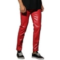 thumbnail image 5 of INSPIRE CHIC Faux Leather Pants for Men's Slim Fit Hip Hop Nightclub Disco Party Trousers 32 Red, 5 of 6