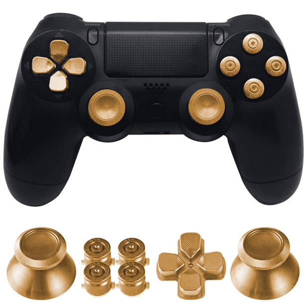 Botones metálicos para Dual Shock, agarres analógicos de metal de aluminio y botones de bala para controlador PS4. Rojo Verde Serie metálica