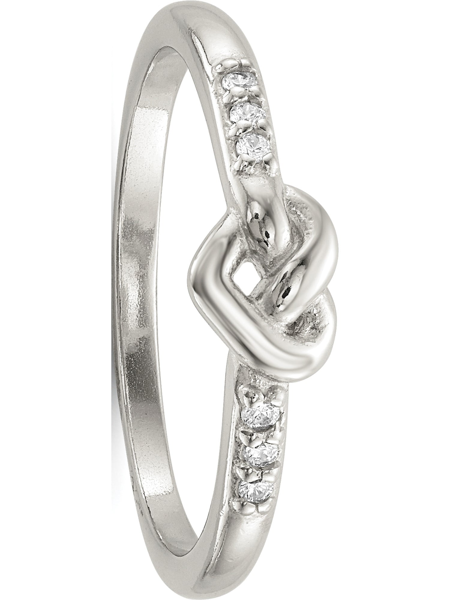 Buy For Less Clear Cubic Zirconia Inlay Tri Tone Stackable Band Ring Plated Sterling Silver