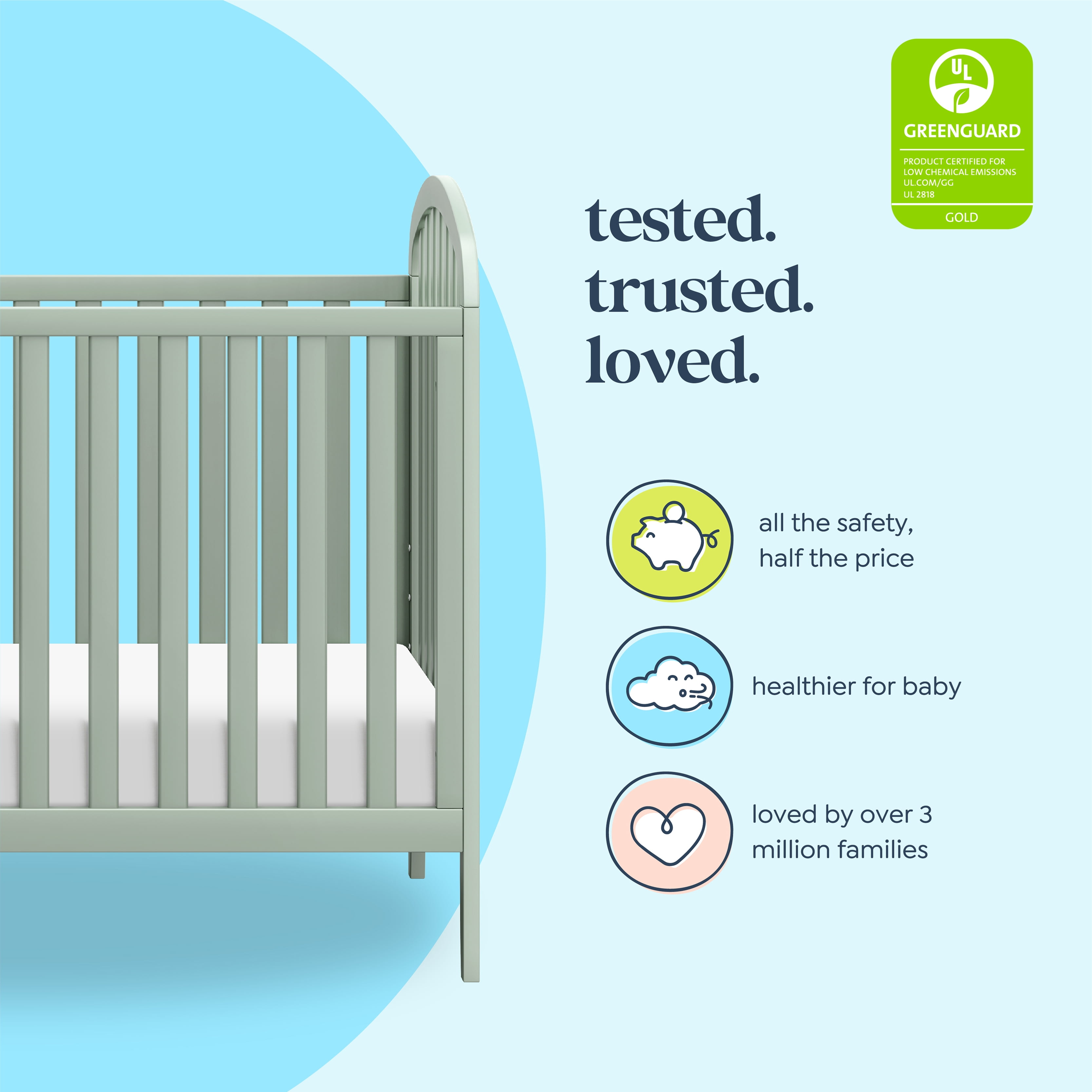 daVinci Beau 3-in-1 Convertible Crib in Light Sage