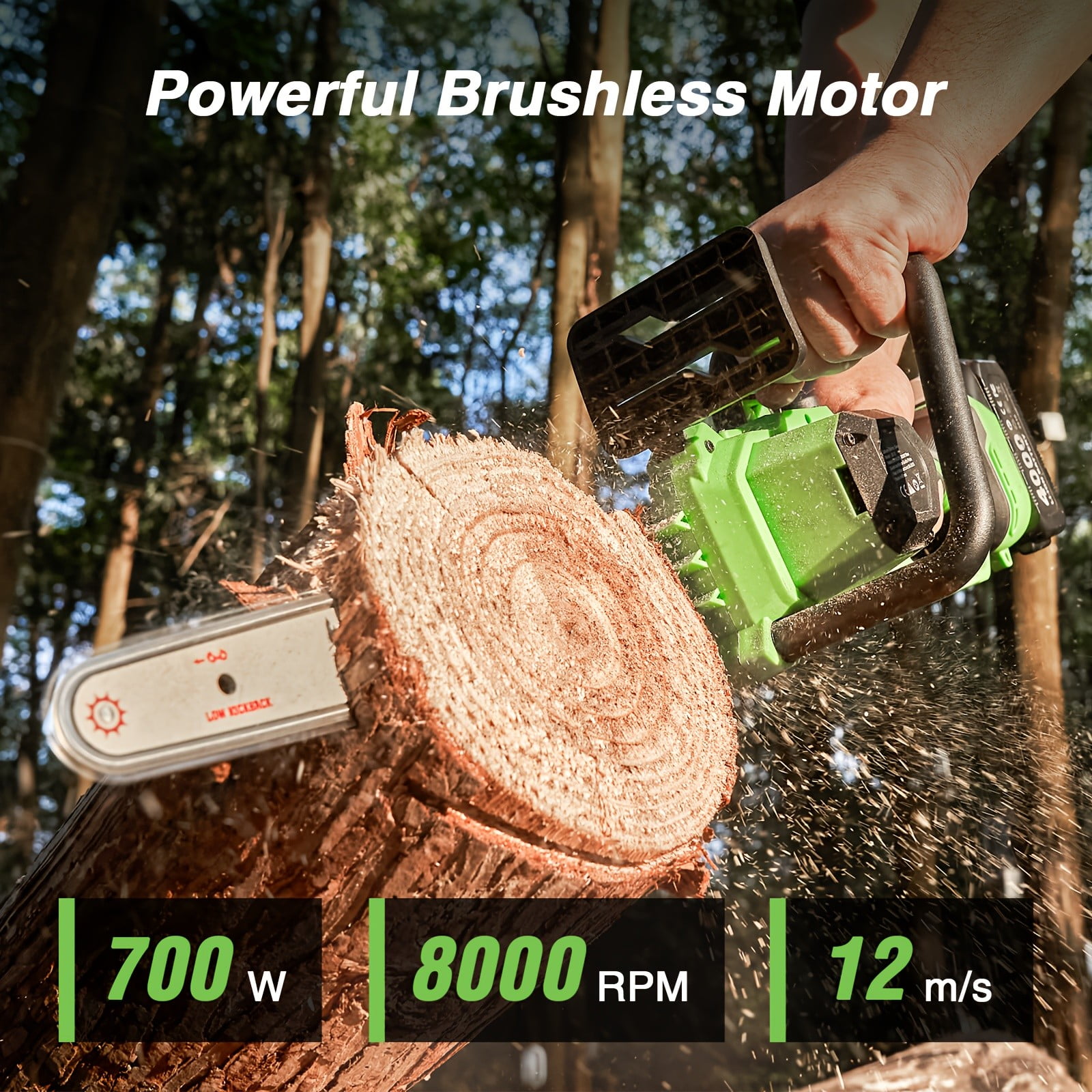 Taskstar 12" Cordless Electric Chainsaw 2*4000mAh Battery & Charger, Handheld  Branch Tree Trimming Pruning Saw