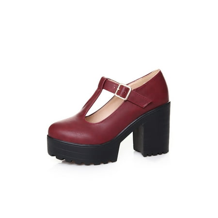 

Audeban Women Platform Pumps Round Toe High Heel Comfort Mary Jane Shoes