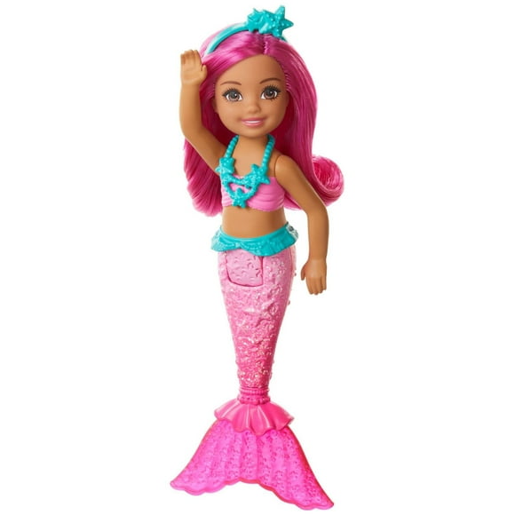 Barbie Dreamtopia Chelsea Mermaid Doll, 6.5-inch with Pink Hair and Tail