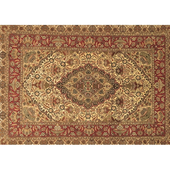 Ahgly Company Machine Washable Indoor Rectangle Medallion Brown Traditional Area Rugs, 5' x 7'