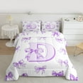 thumbnail image 2 of Homewish Dreamy Purple Bowknot Queen Comforter Set for Girl, Kawaii Initial D Letter Bedding Sets, Princess Style Reversible Bedding Comforter Set, Super Cozy Room Decor, 3 Pieces, 2 of 8