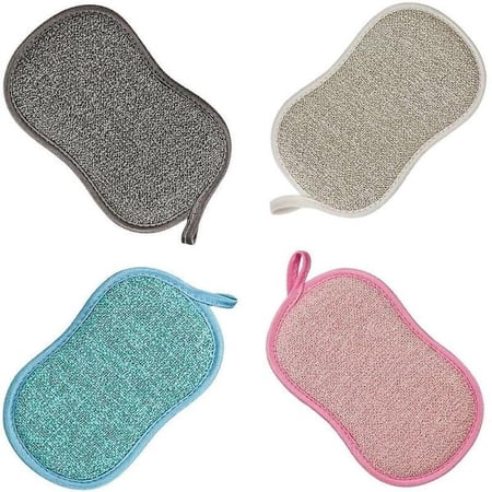 4-Pack Reusable Microfiber Cleaning Sponges Double-Sided Non-Scratch for Cookware 4-Pack Reusable Microfiber Cleaning Sponges Double-Sided Non-Scratch for Cookware