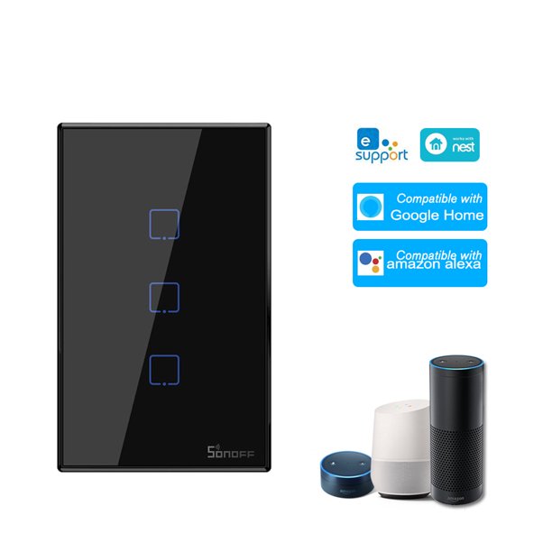 T3us3c Tx 3 Gang Smart Wifi Wall Light Switch 433mhz Rf Remote Control App Touch Control Timer Standard Panel Smart Switch Compatible With Home Nest Amp