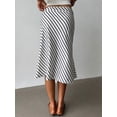 thumbnail image 2 of Black And White Striped Asymmetrical Wrap Knee-Length Skirt For Women, Casual Elegant Bodycon Flared Design, 2 of 7