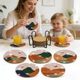 thumbnail image 5 of DIY Diamond Art Coaster Kit Sun and Mountain 5D Diamond Dot Set 8 Pcs DIY Crafts Supplies Complete Bedazzler Kit with Cup Holder Cork Base Pad Pickup Pen and Tray for Adults Kids Gift, 5 of 5