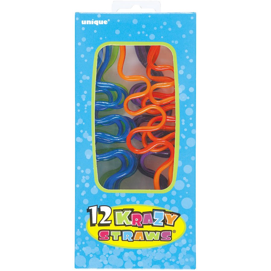 Plastic Squiggle Silly Straws, Assorted, 12ct