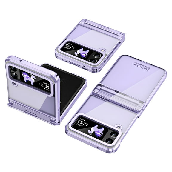 Allytech Phone Case for Samsung Galaxyx Z Flip 3, Hybrid Rugged Protective Hinge Protection Shockproof Transparent Back Cover Case for Samsung Galax Z Flip3 - Purple