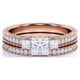 thumbnail image 3 of JeenMata Anillo de Boda Estilo Victoriano de Tres Piedras con Pavé de Diamantes de Talla Princesa Engastado en Oro Rosa de 10 K, 3 of 6