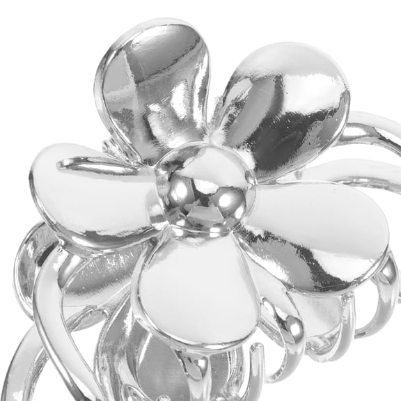HONMEET Trendy Hair Accessories Floral Claw Clips for Women Silver Alloy Secure Hold 1Pack