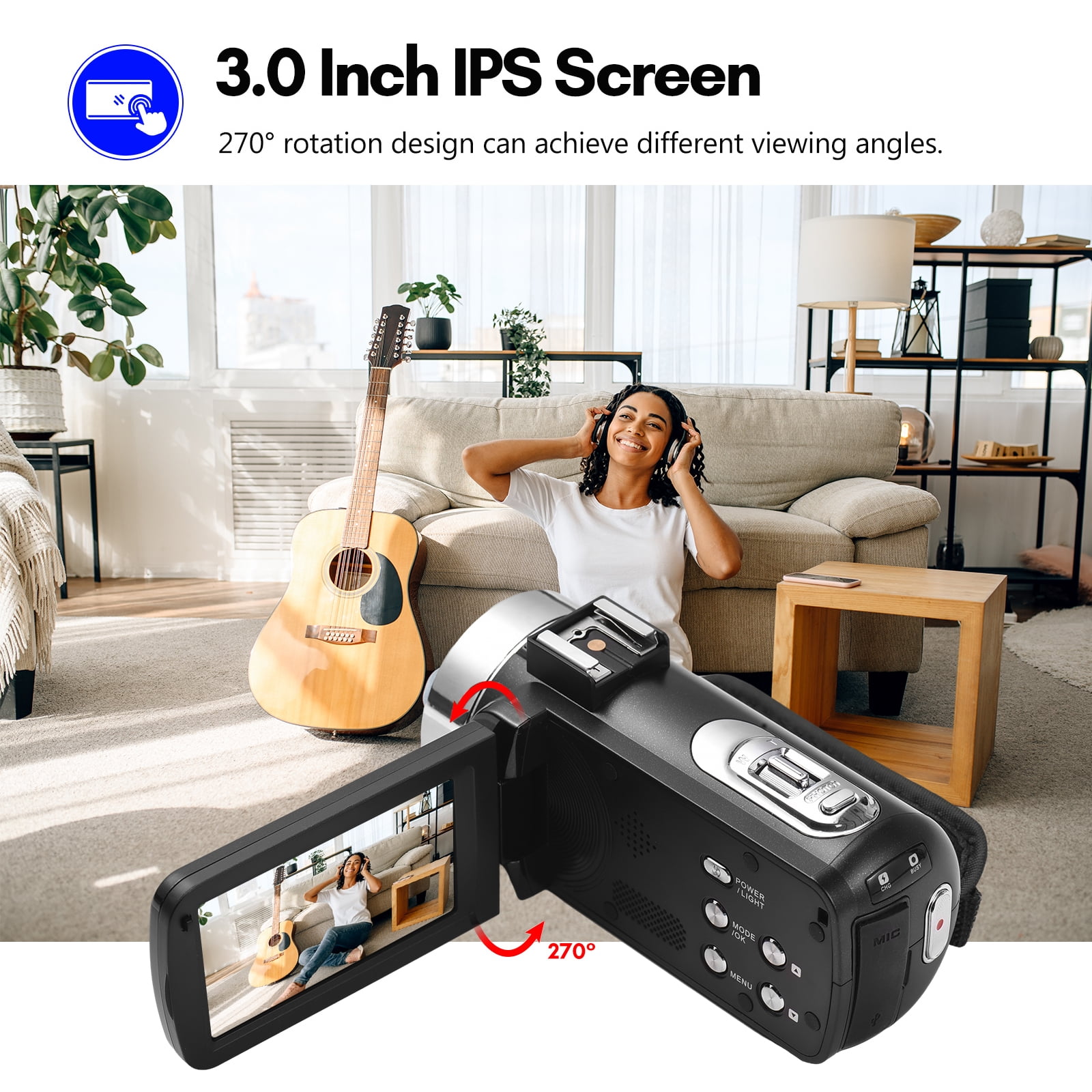 Camcorder,Camera 1080p Video 2pcs Batteries With Batteries 18x 3.0 Batteries Inch Fhd Dv Inch Screen Dv 30mp Dv Batteries 30mp 18x -shake With 3.0 Inch -shake Remote 30mp Video Camera