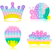 World Bossmission 4 Pack Push Pop Bubble Fidget Sensory Toy Pop it Popitz Figets Figit Figet Toys Strawberry Snail Peacock Crown