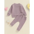 thumbnail image 5 of Musuos Baby Girl 2Pcs Casual Fall Outfits 3 6 12 18 24M 3Y Classic Letter Print Long Sleeve Pullover + Long Pants Set Toddler Clothes, 5 of 10