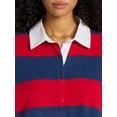 thumbnail image 4 of No Boundaries French Terry Rugby Polo Top with Long Sleeves, Women's, 4 of 5