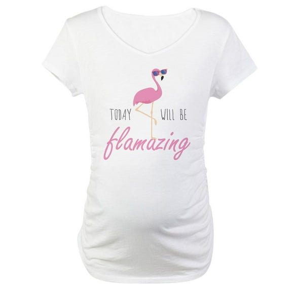 CafePress - Flamingo16 Maternity T Shirt - Cotton Maternity T-shirt, Cute & Funny Pregnancy Tee