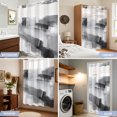 thumbnail image 7 of No Hook Shower Curtain, Black Grey Abstract Shower Curtains for Bathroom with See Through Top Window, Gradient Modern Geometric Simple Art Waterproof & Washable Bath Curtain Extra Long 72"x84", 7 of 7