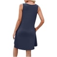 thumbnail image 4 of ATOYSOY Women's Trendy Solid Color Mini Loose Dress Retro Keyhole Neck Beach Sundress Sleeveless Elegant Casual Relaxed Workout Dress for Girls Blue M, 4 of 4