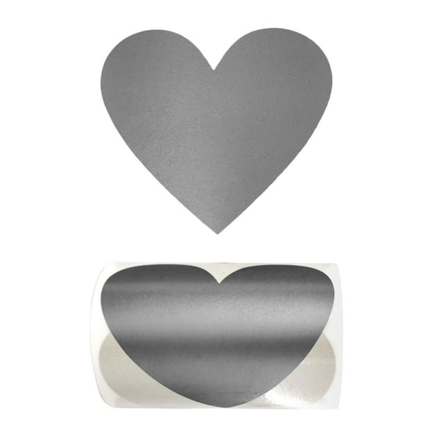100 pegatinas decorativas autoadhesivas impresas con forma de corazón por rollo gris